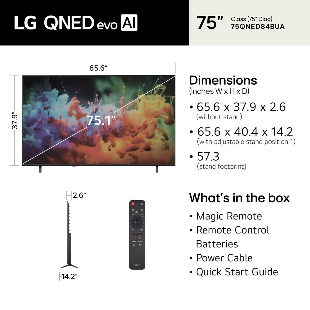 LG 75" Class QNED evo AI QNED84B Mini LED 4K Smart TV, , large