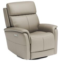 Flexsteel View Swivel Power Recliner with Headrest and Lumbar in Dove
