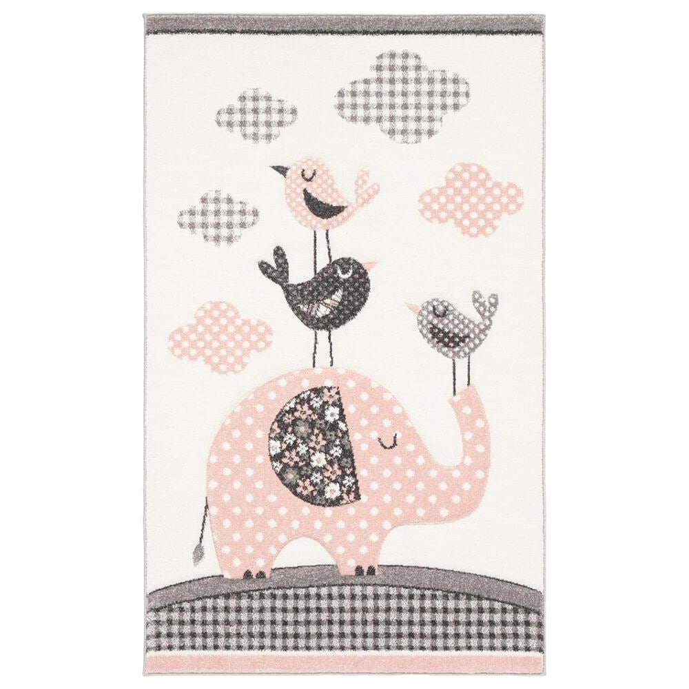 Safavieh Carousel CRK127 4" x 6" Pink and Ivory Kids Area Rug, , large