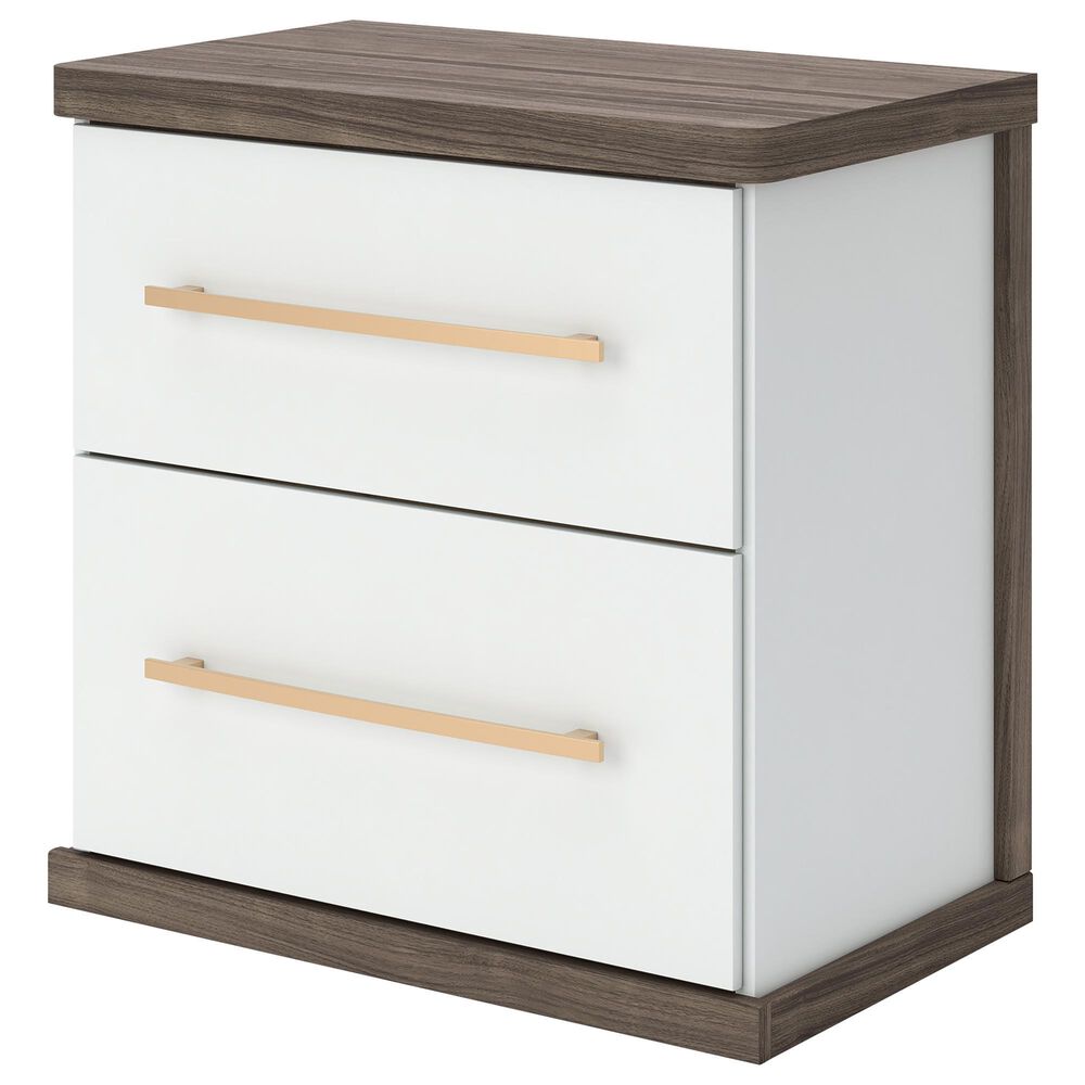 Ashley Kendanport 2-Drawer Nightstand in Dark Brown and Matte White, , large