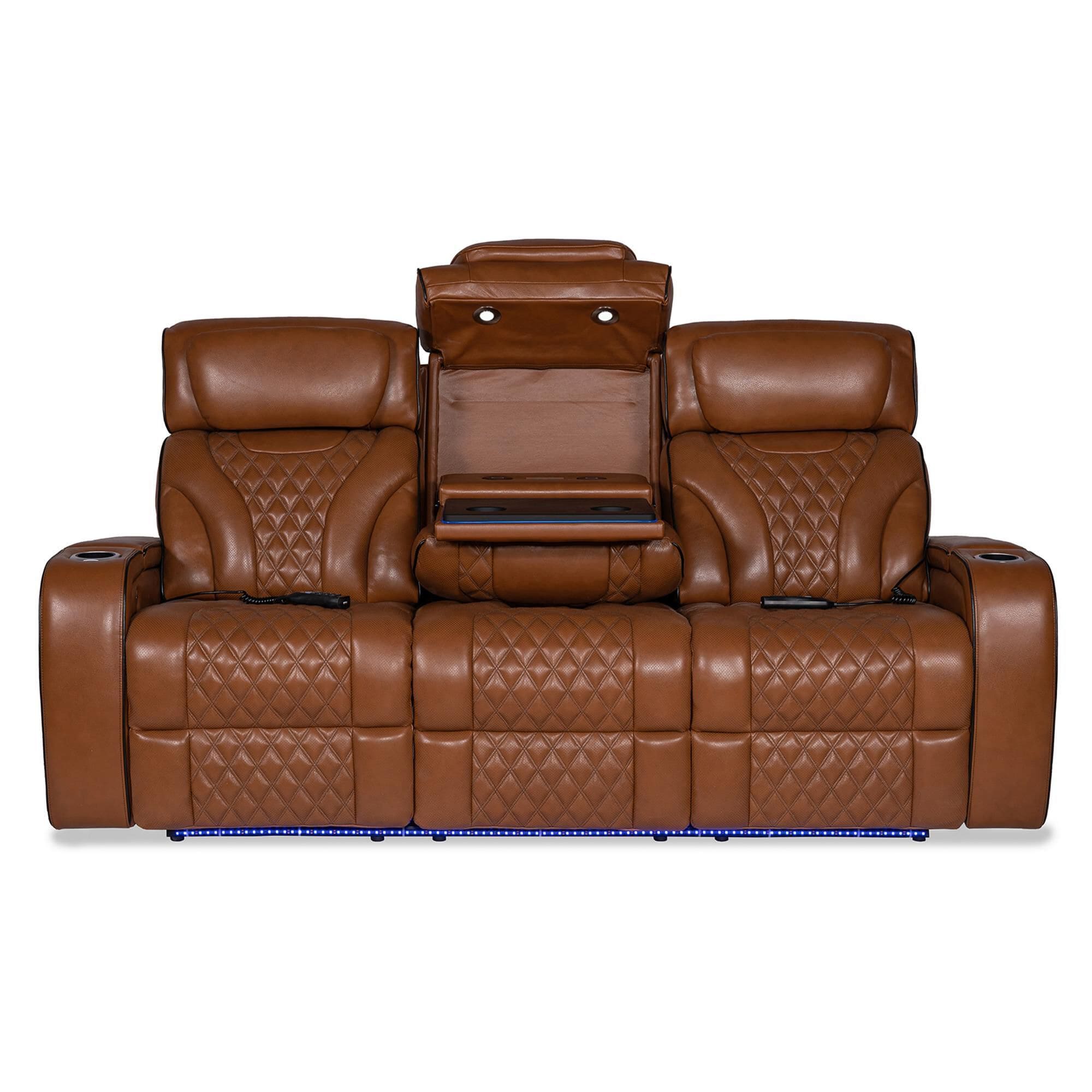 Aurora Furnishings Power Reclining Sofa with Drop Down Table in