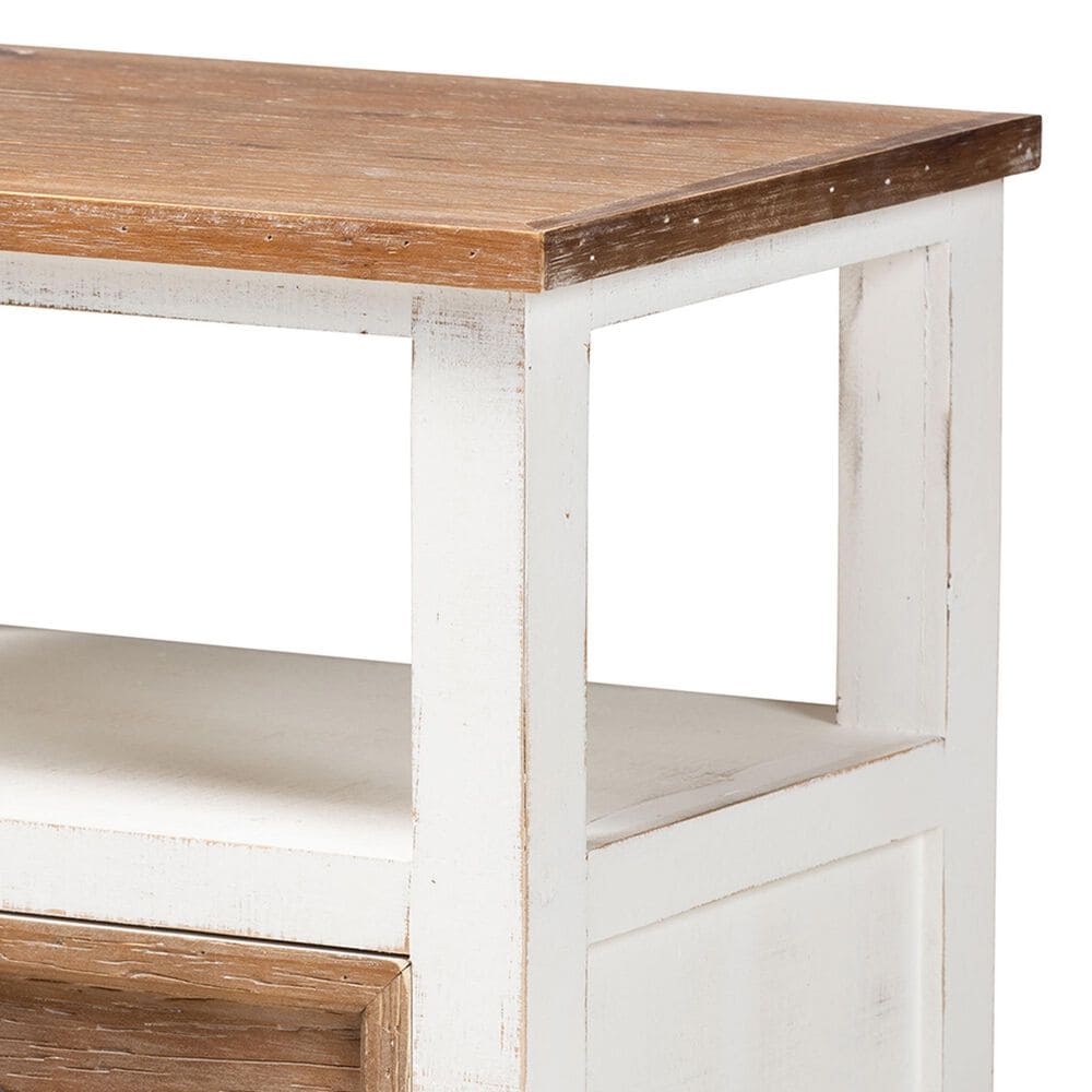 Baxton Studio Glynn 1-Drawer End Table in White and Oak Brown, , large