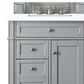 James Martin Vanities Brittany 30" Single Bathroom Vanity in Urban Gray with 3 cm White Zeus Quartz Top and Rectangular Sink, , large