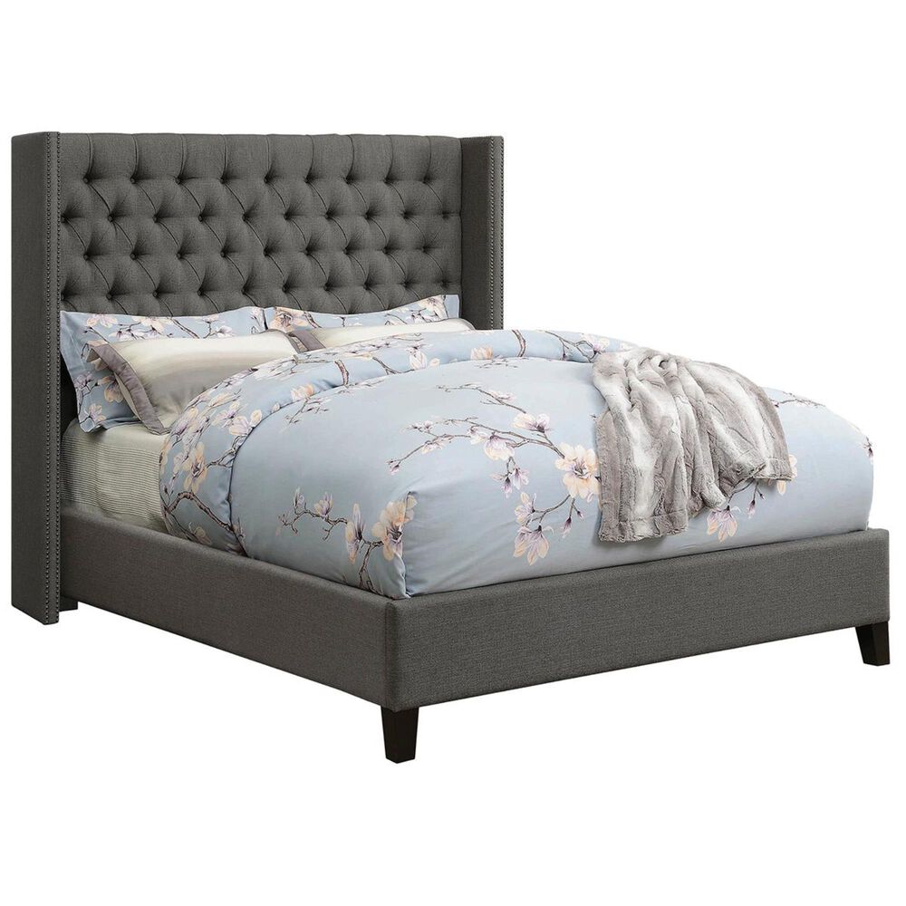 Pacific Landing Benicia King Wingback Upholstered Bed in Gray
