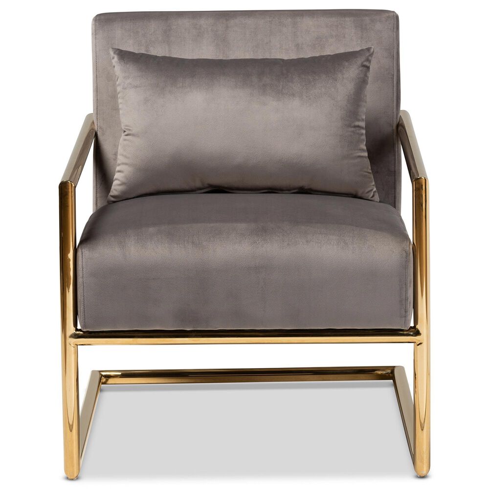 Baxton Studio Mira Arm Chair in Grey, , large