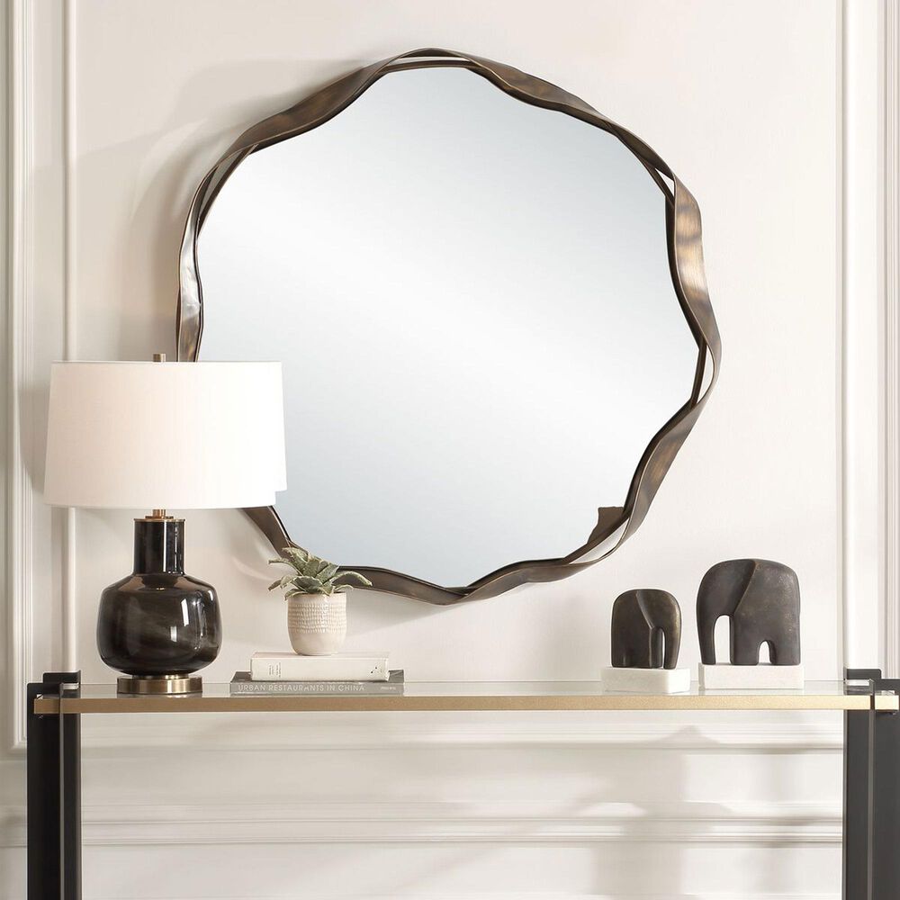 Uttermost Catch The Wave Wall Mirror in Warm Bronze and Champagne, , large