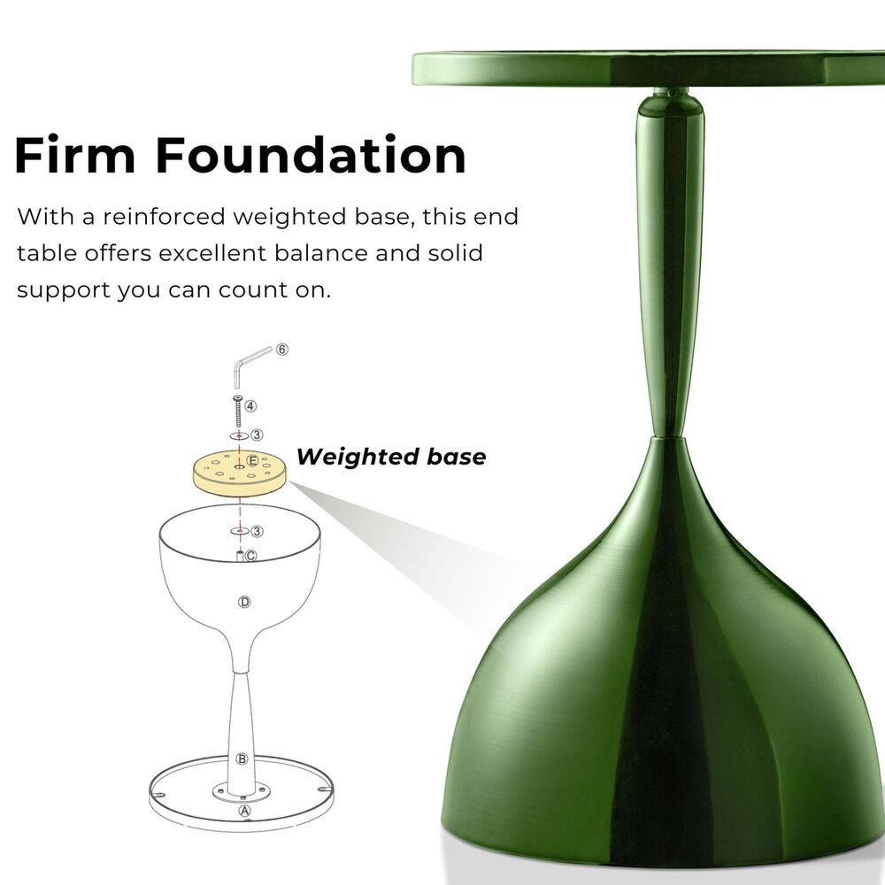 Furniture of America Gleam Round End Table in Polished Green, , large