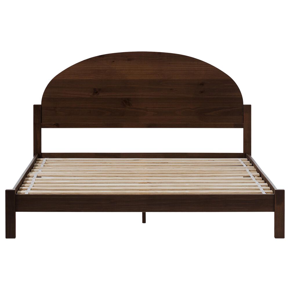 Walker Edison Elias Queen Platform Bed with Arched Headboard in Brown, , large