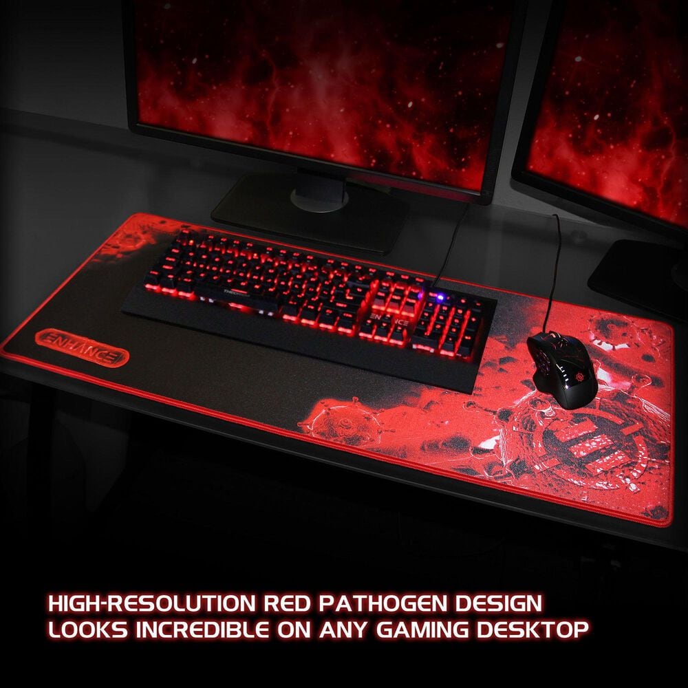 Enhance Pathogen XXL Extended Large Gaming Mouse Pad in Red and Black, , large