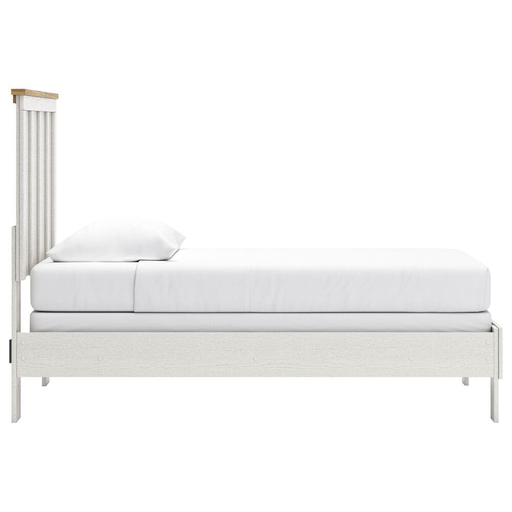 Ashley Linnocreek Twin Panel Bed in White and Warm Brown, , large