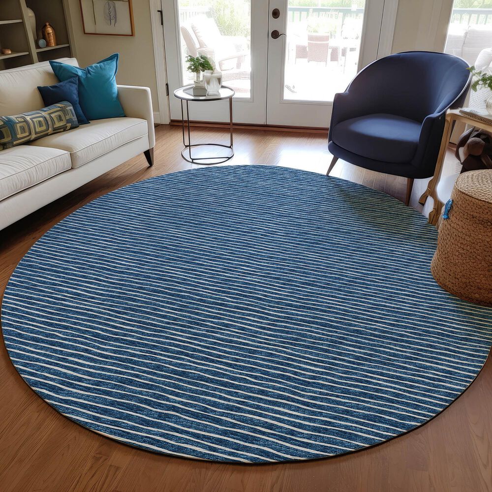 Dalyn Rug Company Laidley 10&#39; Round Navy Indoor/Outdoor Area Rug, , large