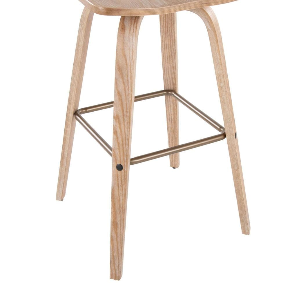 Lumisource Preston Swivel Barstool in Whitewashed and Antique Copper, , large