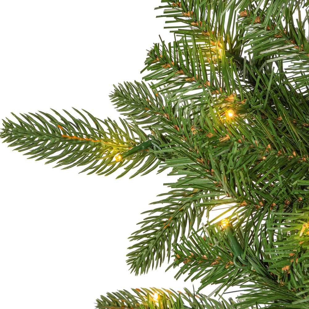 The Gerson Company 12' Pre-Lit Artificial Natural Cut Narrow Saginaw Spruce with Multicolored Lights in Green, , large