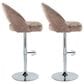 LumiSource Renee Adjustable Swivel Bar Stool with Brown Fabric Upholstery in Chrome (Set of 2), , large