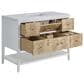 James Martin Vanities Olena 48" Single Vanity in Light Mappa Burl and Polished White with 3 cm White Zeus Quartz Top, , large