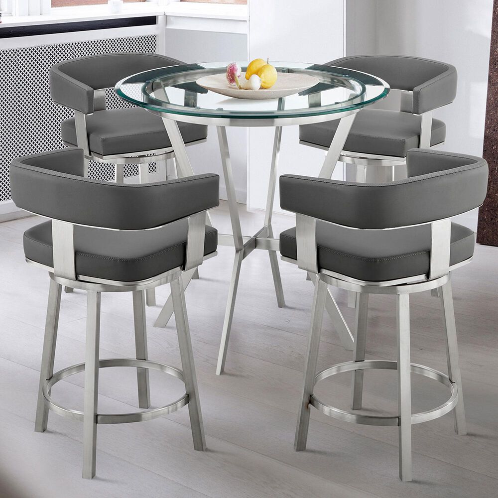 Blue River Naomi and Lorin 5-Piece Counter Height Dining Set in Stainless Steel, , large