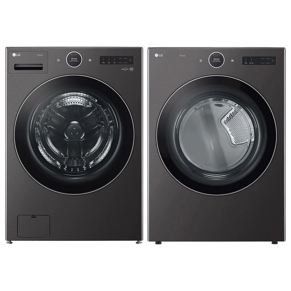 LG 5 Cu. Ft. Front Load Washer with 25 Wash Cycles and 7.4 Cu. Ft. Electric Dryer Laundry Pair in Black Steel, , large