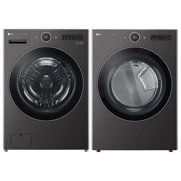 LG 5 Cu. Ft. Front Load Washer with 25 Wash Cycles and 7.4 Cu. Ft. Electric Dryer Laundry Pair in Black Steel, , large