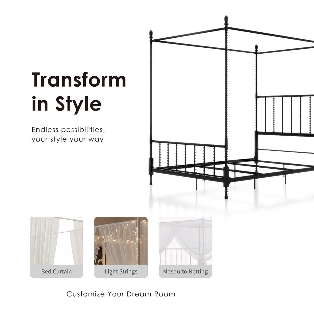 Furniture of America Elliot Full Canopy Bed in Black, , large