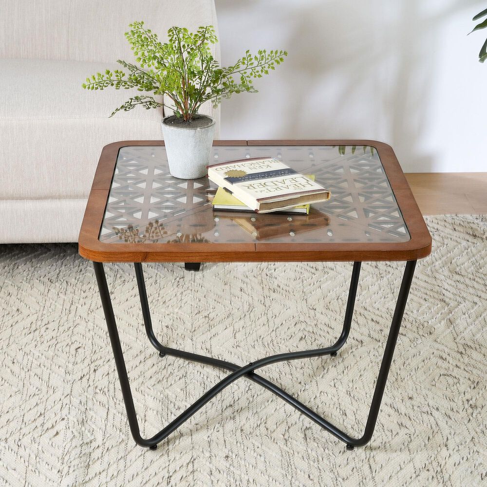Hearth and Haven Modern Square Coffee Table in Brown and Black, , large