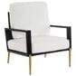 Hearth and Haven Velvet Lounge Arm Chair with Gold Metal Legs in White, , large