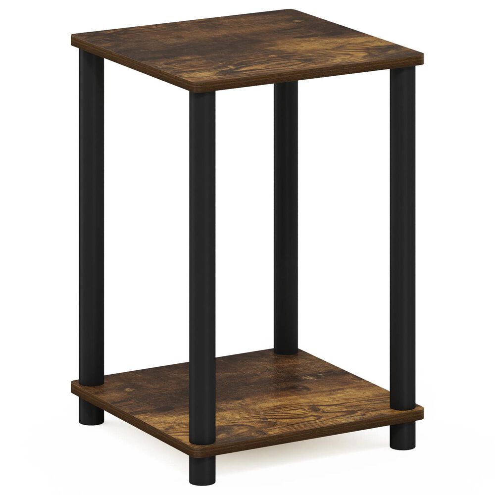 HOMLUX 2-Tier Turn-N-Tube End Table in Amber Pine and Black, , large