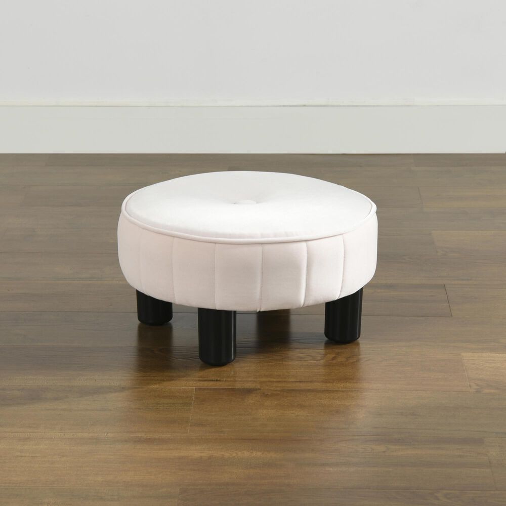 Jennifer Taylor Home Riley Round Footstool Ottoman in Light Blush Pink