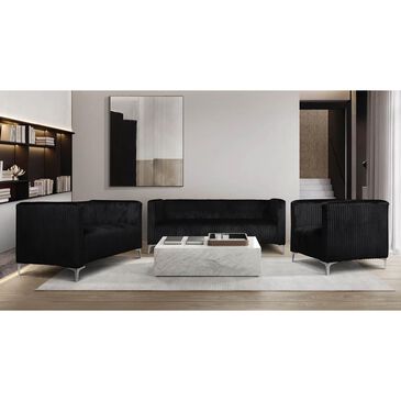 Titanic Furniture Austin Stationary Loveseat in Black Velvet, , large