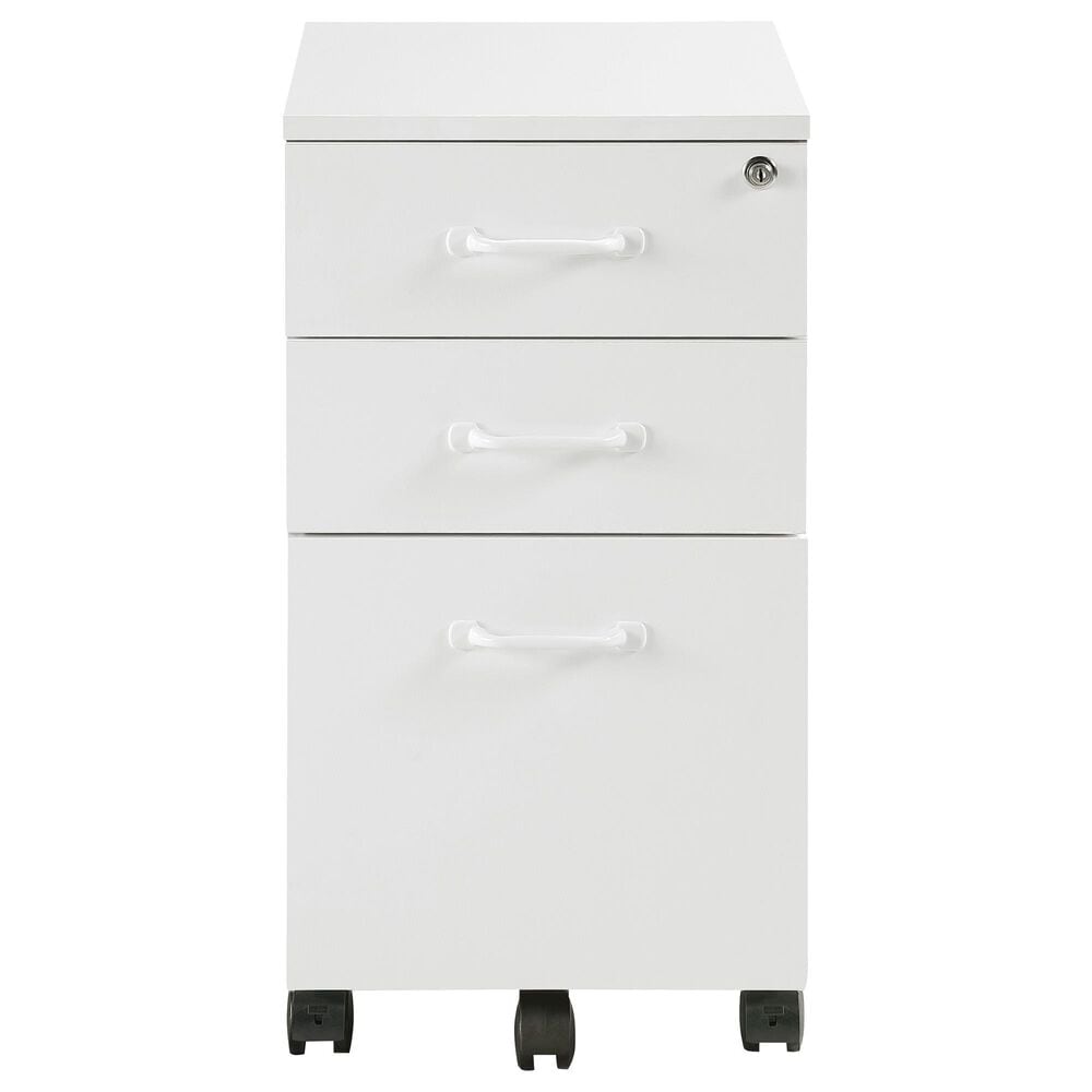OSP Home Prado 3-Drawer Mobile File Cabinet in White, , large
