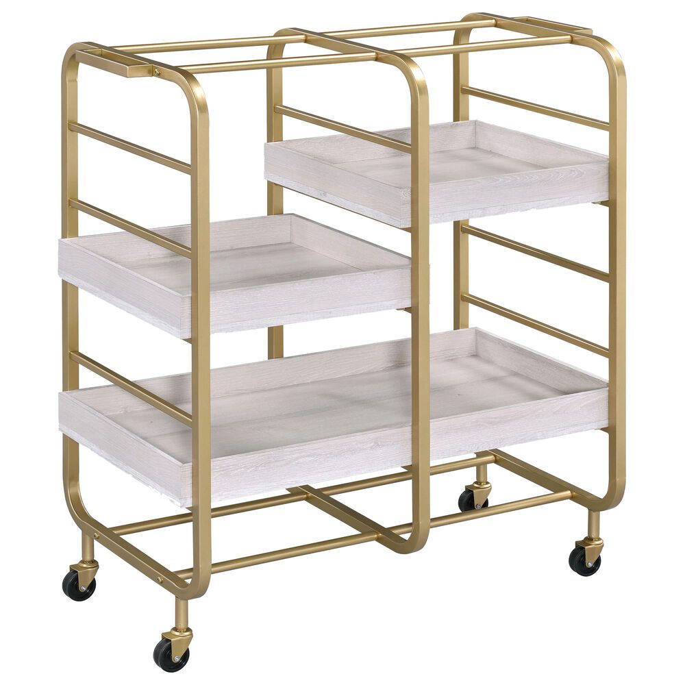 Gunnison Co. Vorrik Serving Cart in Gold/White, , large