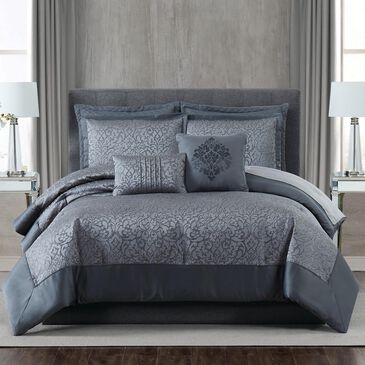 Pem America 5th Avenue Lux Coventry 7-Piece King Comforter Set in Charcoal Grey, , large