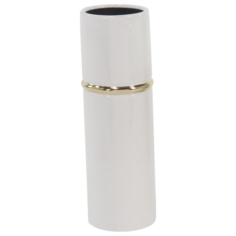 Maple and Jade Glam Vase with Equator Belt in White and Gold &#40;Set of 3&#41;, , large