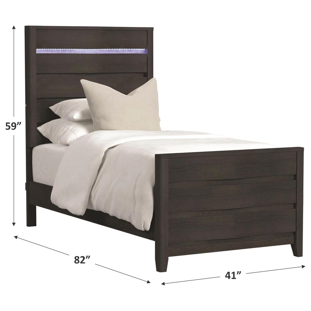 Mayberry Hill Tobias Twin Panel Bed with LED in Black, , large
