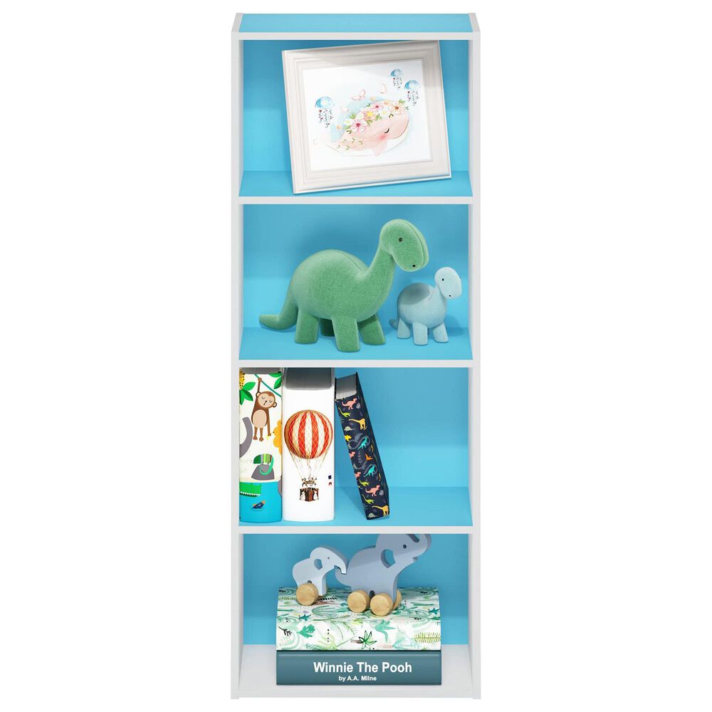 HOMLUX 4-Tier Open Shelf Bookcase in Light Blue and White, , large