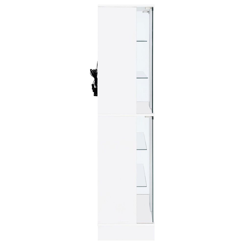Pacific Landing Cabra Display Case Curio Cabinet in White High Gloss and Clear, , large