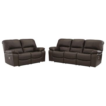 Ashley Leesworth 2-Piece Power Reclining Living Room Set in Dark Brown, , large