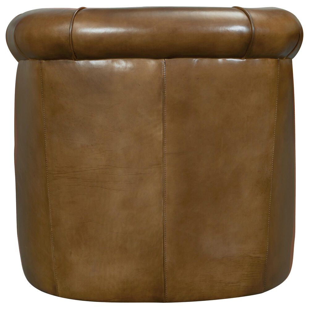 Hooker Furniture Axton Leather Club Swivel Chair in Brown, , large