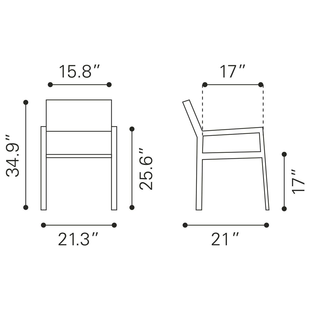 Zuo Modern Metropolitan Arm Chair in Silver &#40;Set of 2&#41;, , large