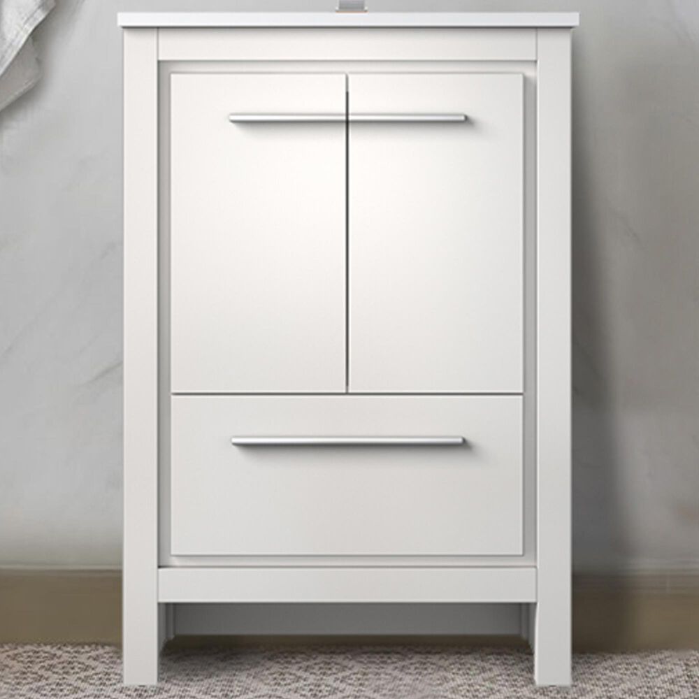 Lexora Home Lafarre 24&quot; Single Bathroom Vanity in White with 2 cm White Quartz Top and Rectangular Sink, , large