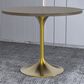 Leisuremod LeisureMod Verve Collection 36 Round Dining Table, Brushed Gold Base with Dark Maple MDF Top, , large