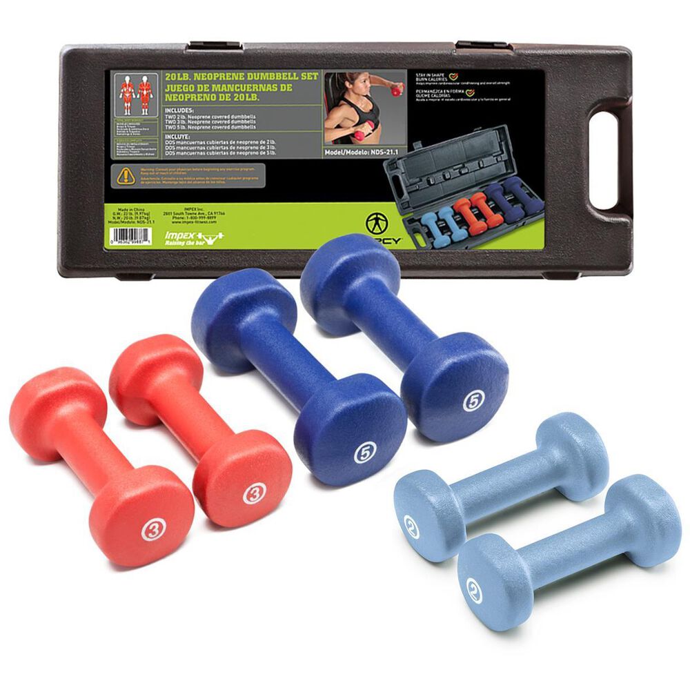 Impex, Inc Neoprene Dumbbell Set: &#40;2&#41; 2lbs, &#40;2&#41; 3lbs, &#40;2&#41; 5 lbs, , large