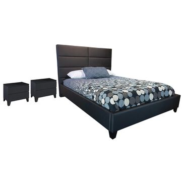 Loft District Metrica King Panel Bed and 2 Nightstands in Softwelle Lava, , large