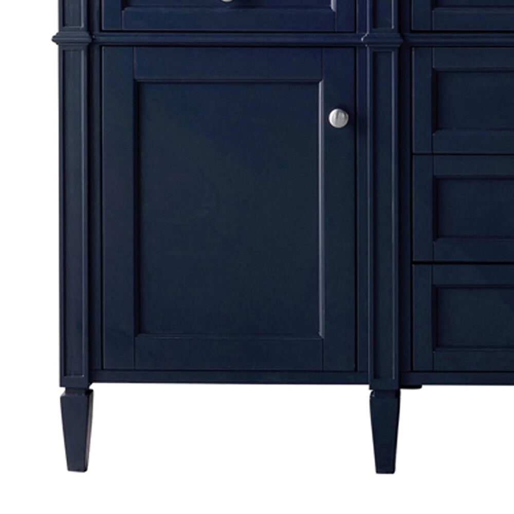 James Martin Vanities Brittany 60&quot; Double Bathroom Vanity in Victory Blue with Single Hole 3 cm White Zeus Quartz Top and Rectangular Sinks, , large