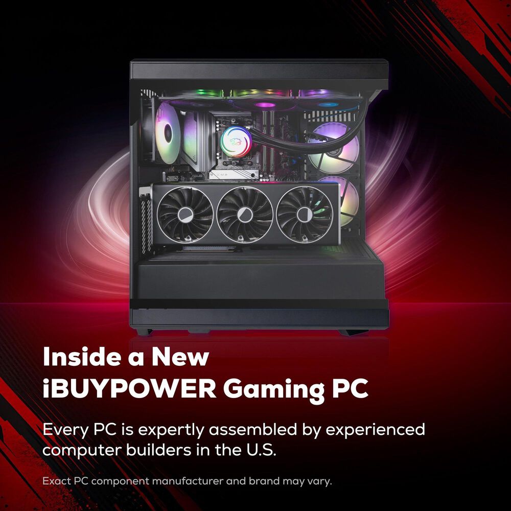 iBUYPOWER Y40 Gaming Desktop PC | AMD Ryzen 7 7800X3D - 32GB RAM - NVIDIA GeForce RTX 5080 Graphics - 1TB SSD in Black, , large