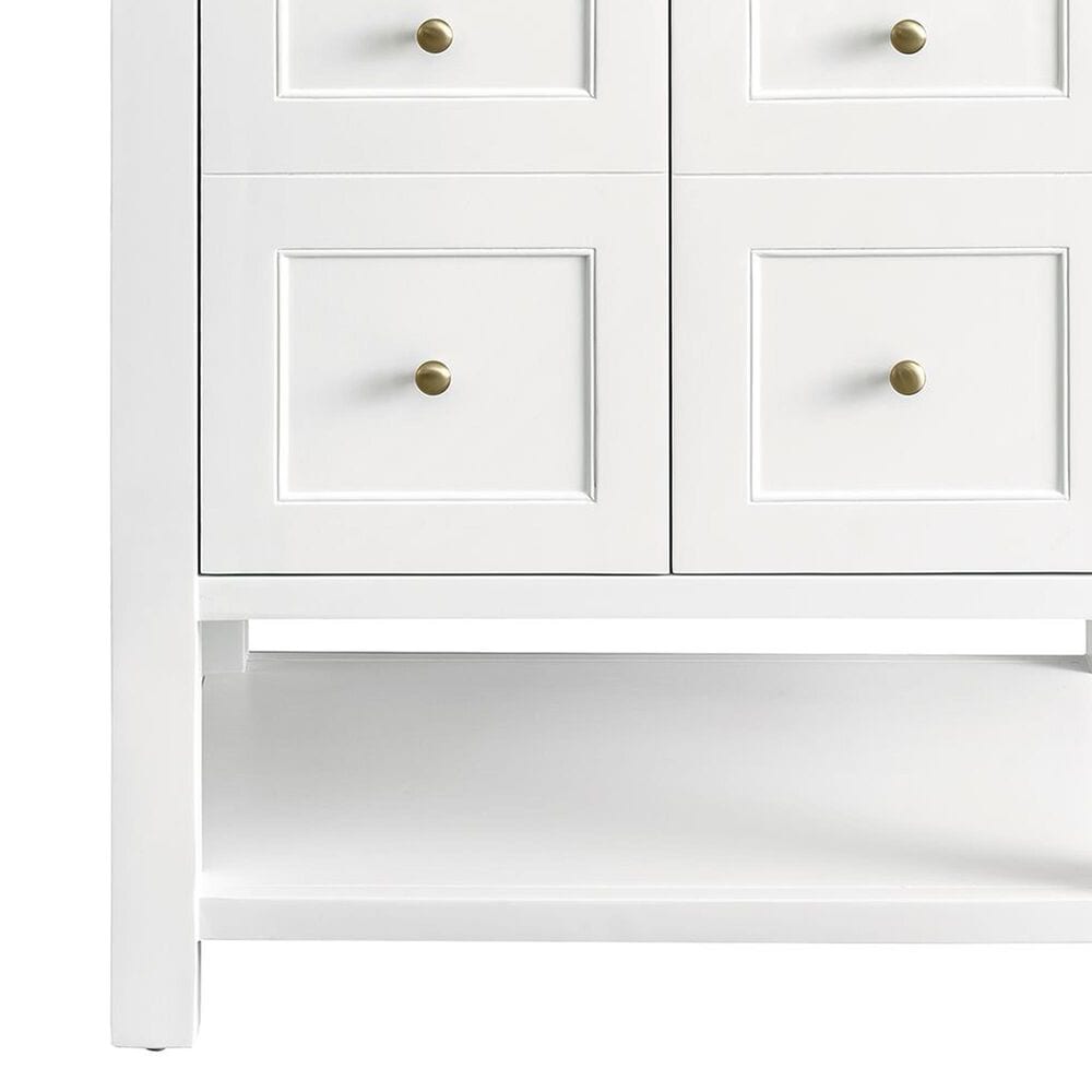 James Martin Vanities Breckenridge 30&quot; Single Bathroom Vanity in Bright White with 3 cm Eternal Marfil Quartz Top and Rectangular Sink, , large