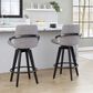 LumiSource Cosmo 26" Swivel Counter Stool with Grey Upholstery in Black (Set of 2), , large