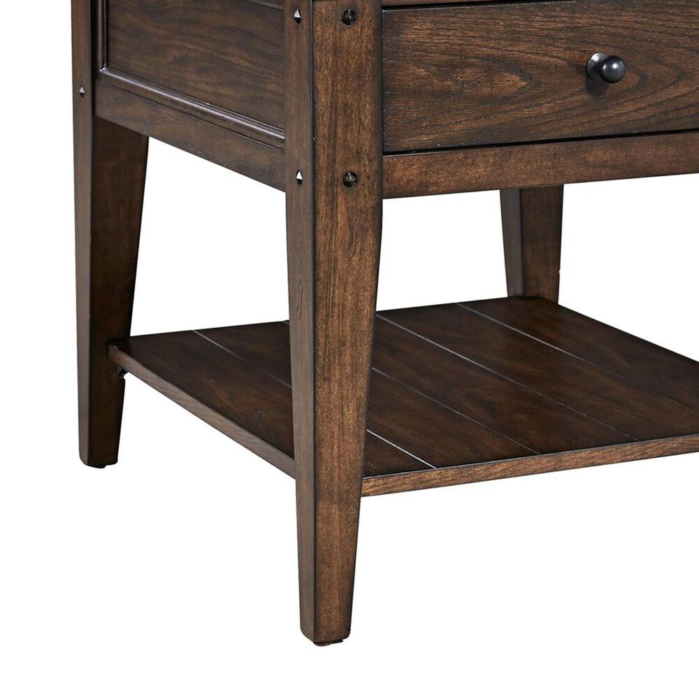 Belle Furnishings Lake House End Table in Rustic Brown Oak, , large