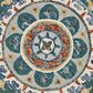 L&R Resources Sinuous Eclectic Floral Mandala 6" Scalloped Green and Multicolor Area Rug, , large
