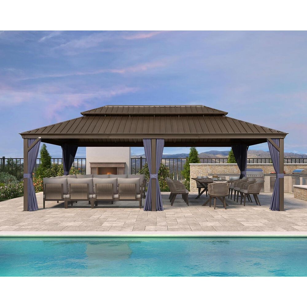 HOMLUX 14' x 24' Hardtop gazebo with double roof in Bronze, , large