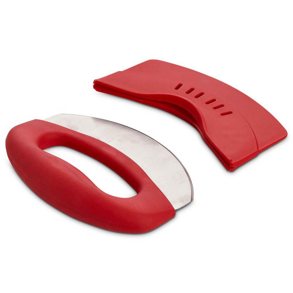 HIC Kitchen Soft-Grip Rocking Salad and Herb Chopper in Dark Red, , large
